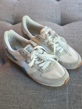 Reebok White Sneakers with Light Blue Accents